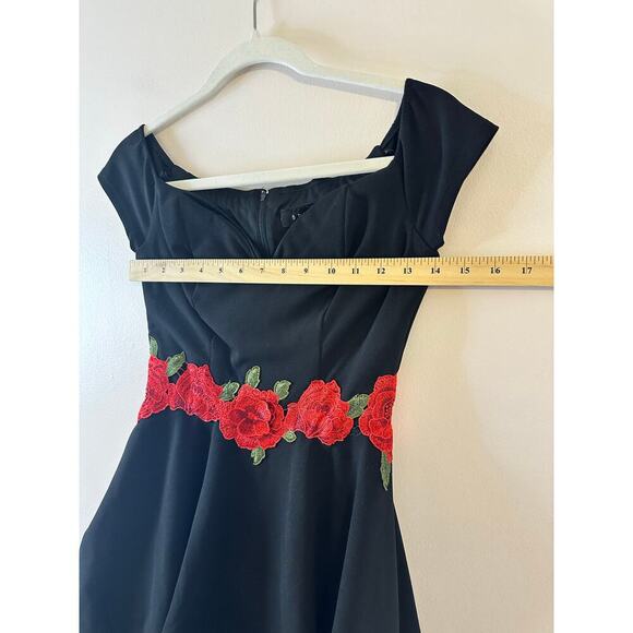 Vintage Y2K B. Darlin Juniors Rose Dark Romantic Goth Embroidered Mini Dress 5/6 - Picture 7 of 8